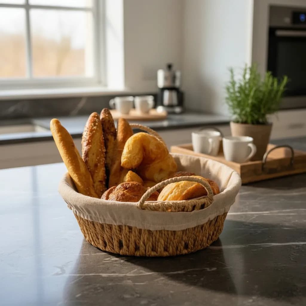 Cesta De Pão Redonda Com Alças Tecido Natural - 24cm Wolff Mesa Posta