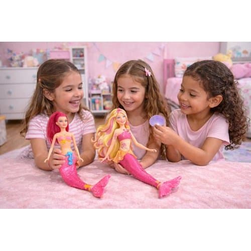 Boneca Sereia Infantil Com Luz Som Acessorios Princesa Encantada Presente Crianca