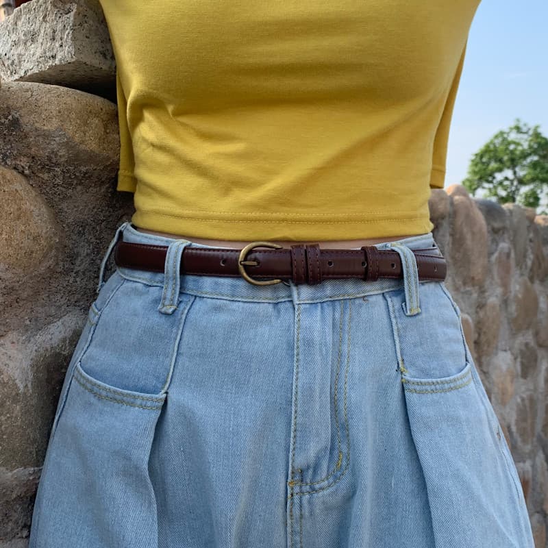 Senhoras cinto All-Match feminino Retro Design fino nicho cinto decorativo preto Jeans cinto feminino marrom