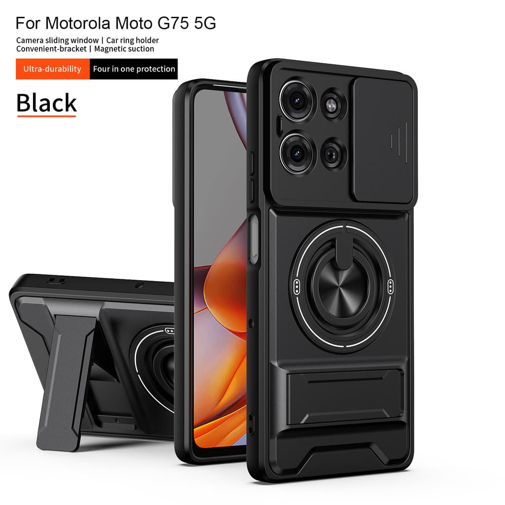 Capa Magnética À Prova De Choque Para Motorola G75 G77 G67 5G De Telefone De Carregamento Sem Fio Com Anel Suporte Câmer