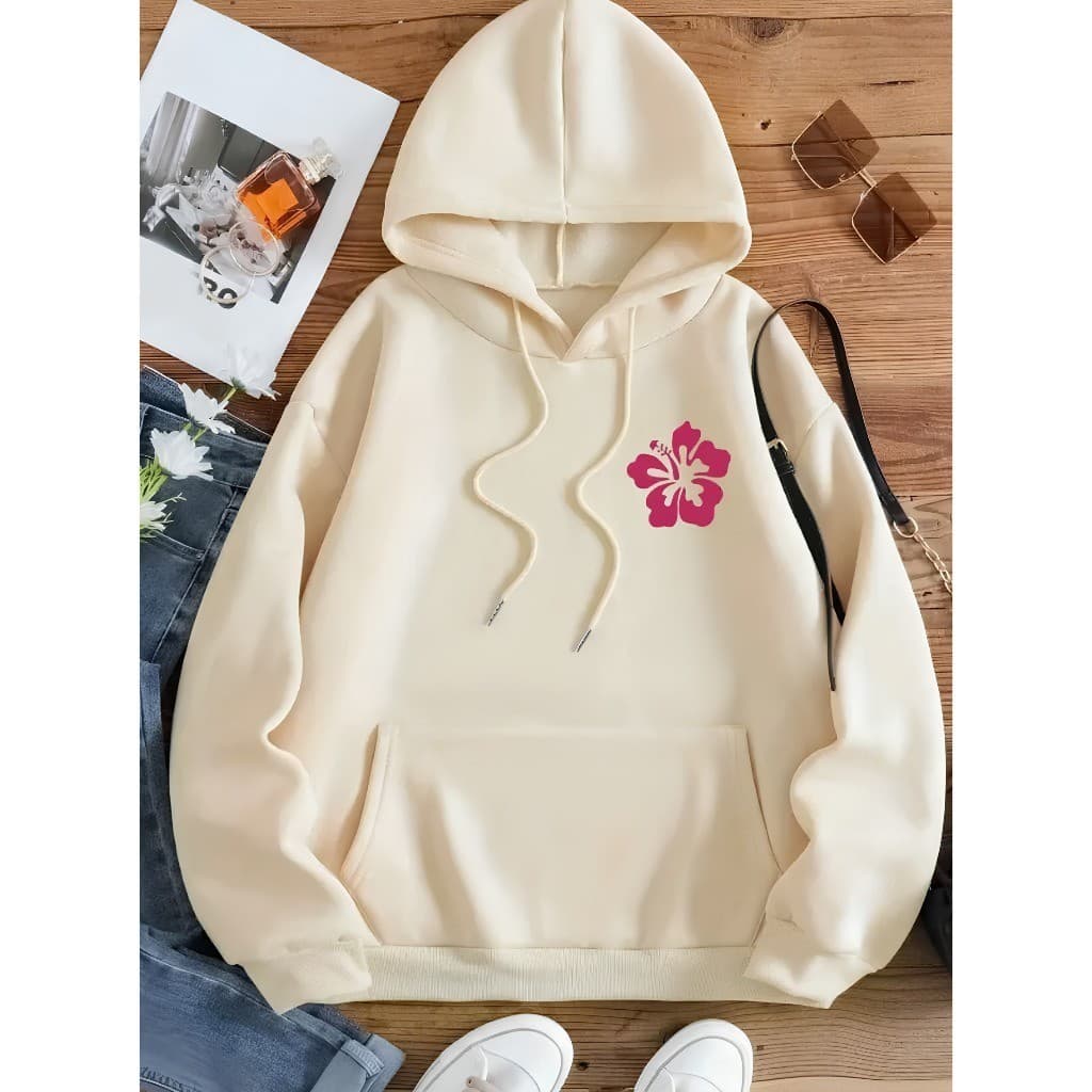 Moletom Canguru Flanelado Blusa De Friof lor  Unissex com Capuz e Bolso Estilo Tumblr Inverno Estampado