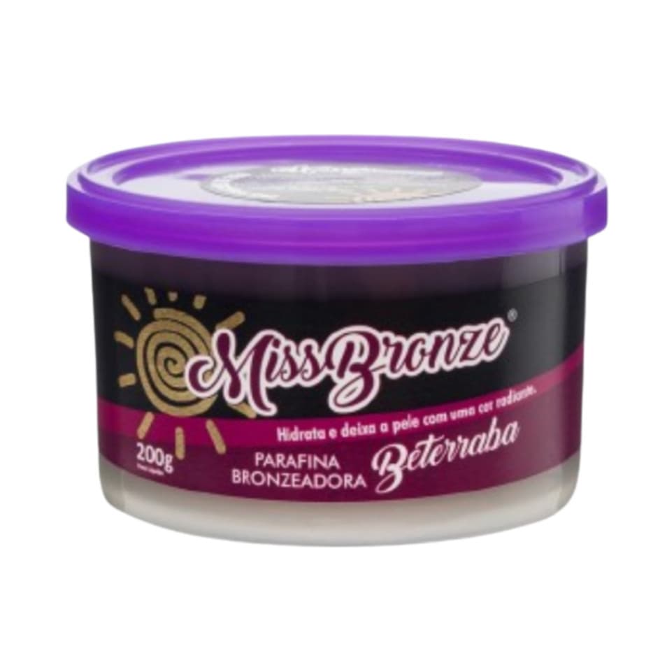 Parafina Bronzeadora Miss Bronze com Ativador de Bronze Beterraba para Bronzeado Intenso 200g