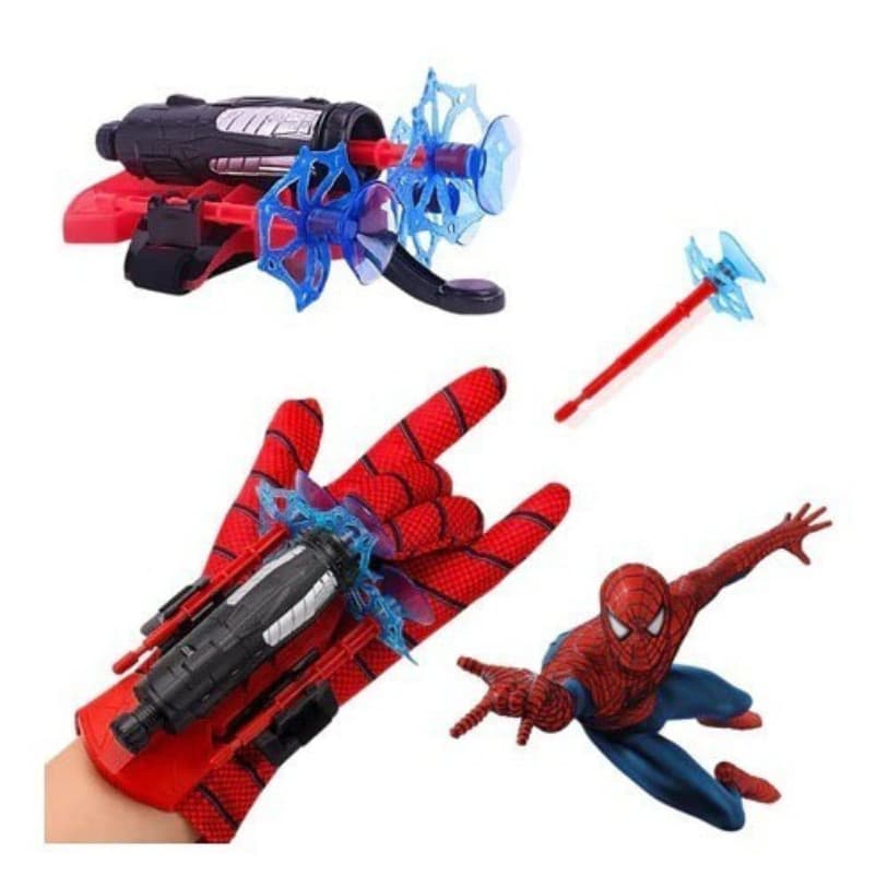 Brinquedo infantil do Homem-Aranha - Luvas lançadoras de teia com ventosas e duas teias para lançar.