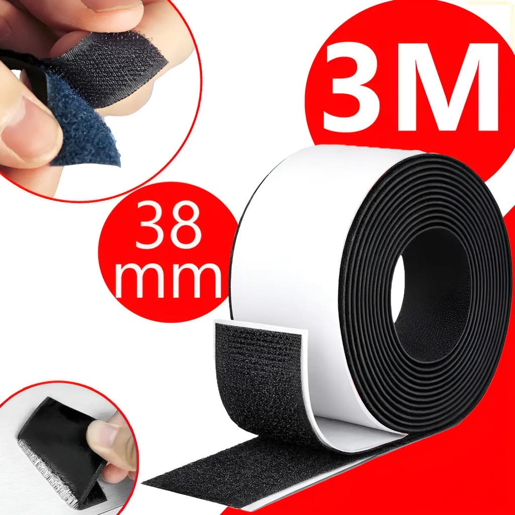 Fita Fecho Adesivo velcro 3MT 38mm Largo Autoadesivo Paredes Adesivo
