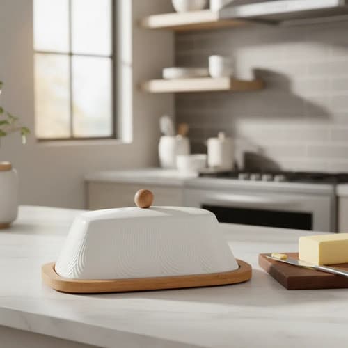 Manteigueira Em Ceramica E Bambu Oasis Preto Hauskraft