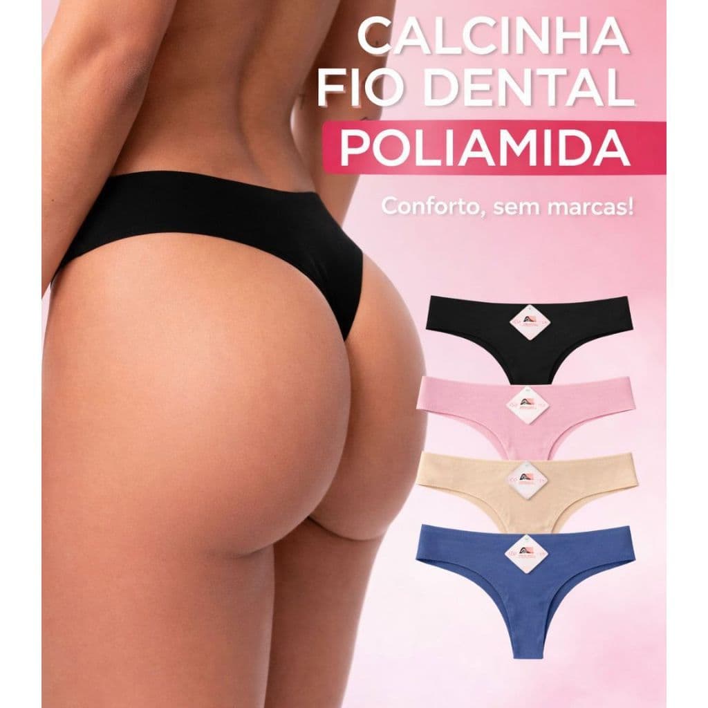 Calcinhas Fio Dental Sem Costura IMPORTADA Corte a Laser Acabamento Top Não Marca e Não Enrola