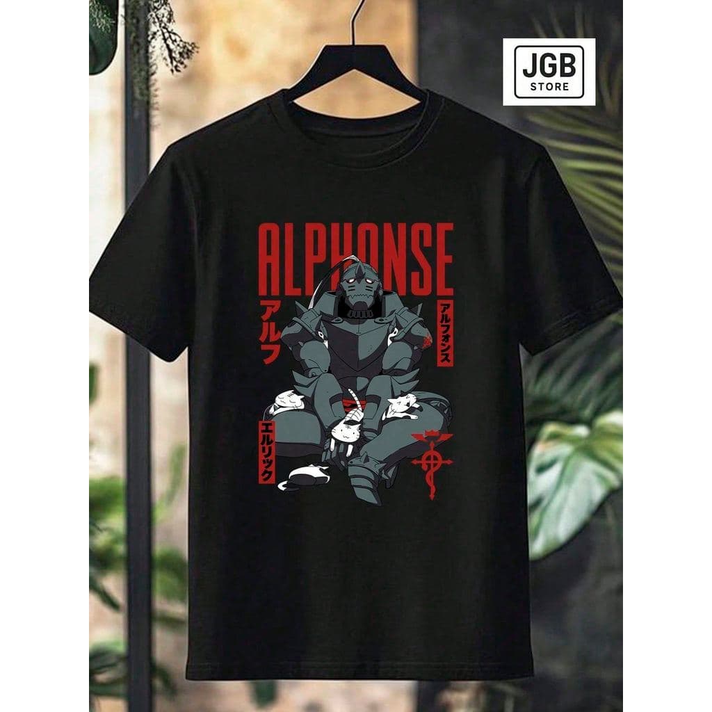 Camiseta FullMetal Alchemist Alphonse Anime Manga Japão 100% Algodão Unissex Plus Size Blusa T-Shirt