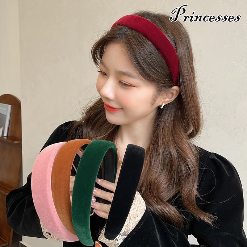 Coreano Clássico Veludo Hairband Ampla Esponja Bandana Retro Elegante Feminino Alta Coroa Rosto Lavagem Acessórios Para