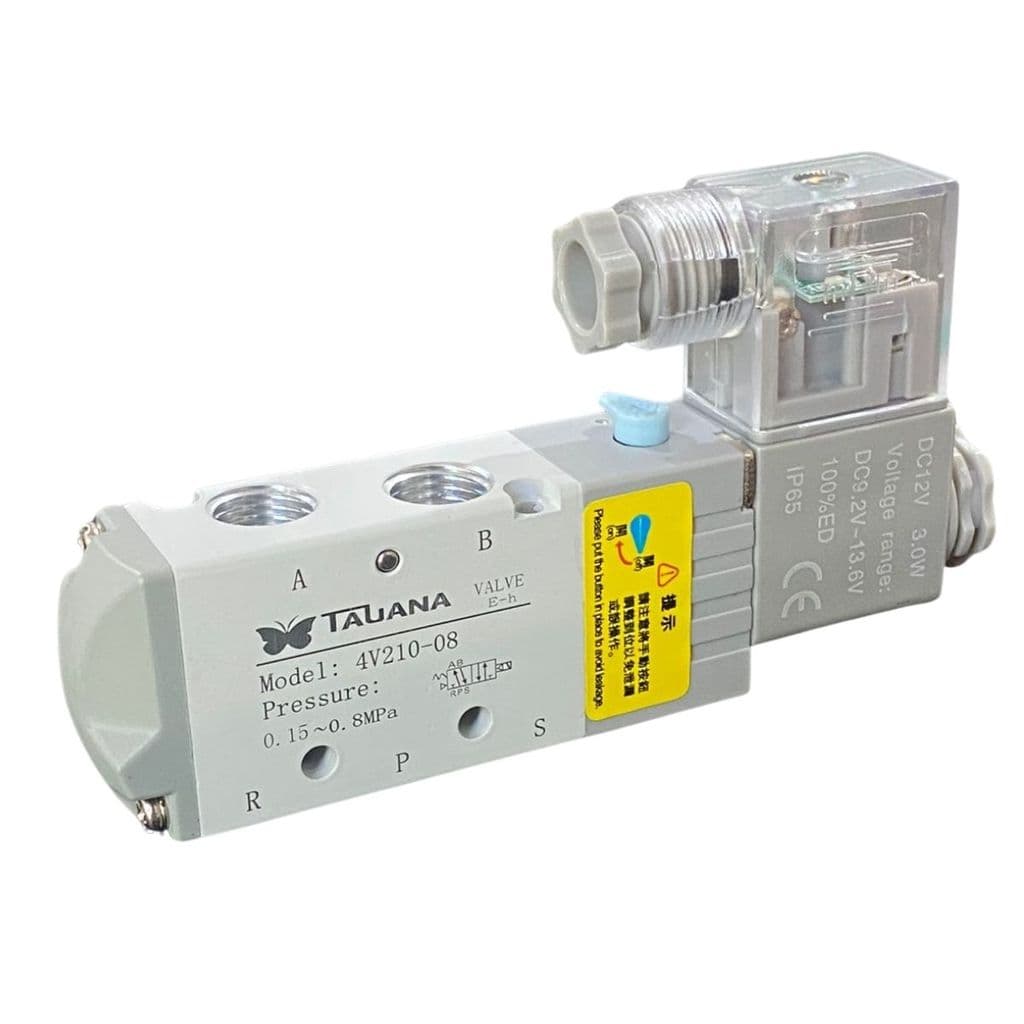 Válvula Pneumática Solenoide 1/4'' 5/2 Vias retorno Mola Ar comprimido Pintura Modelo 4V210-08CZ