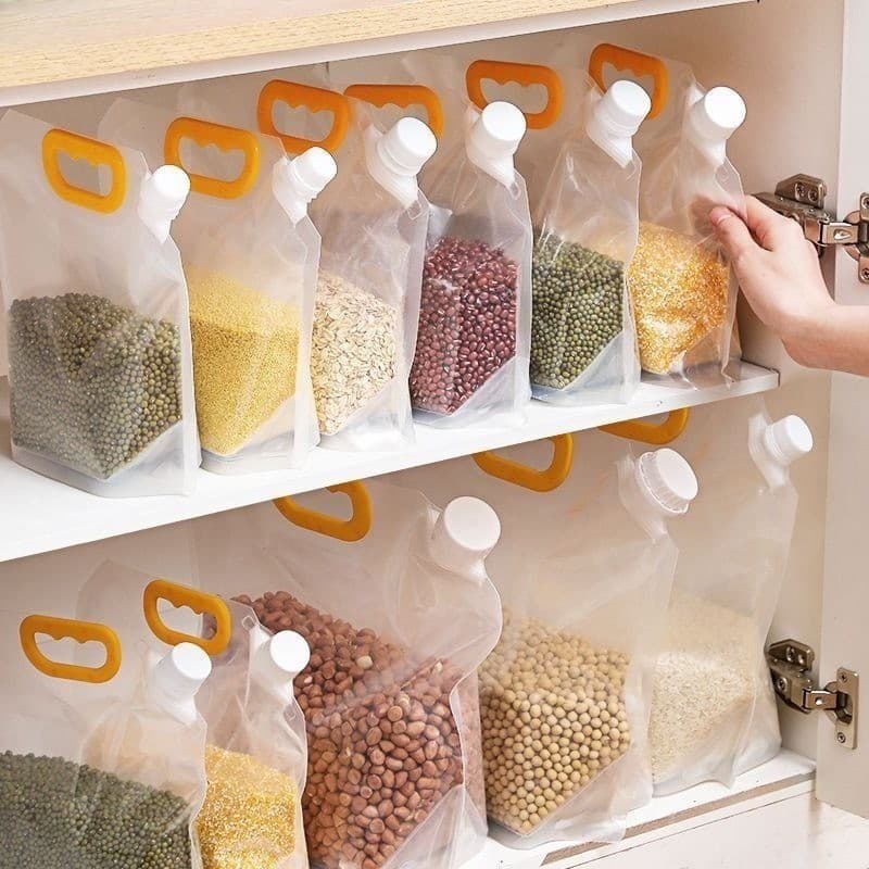 Saco de armazenamento de grãos de bebidas reutilizáveis de 1.5L, selado à prova de insetos