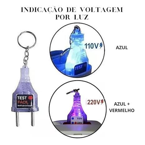 Chaveiro Testador de Tomada Identificar Tensão Voltagem 110/220v