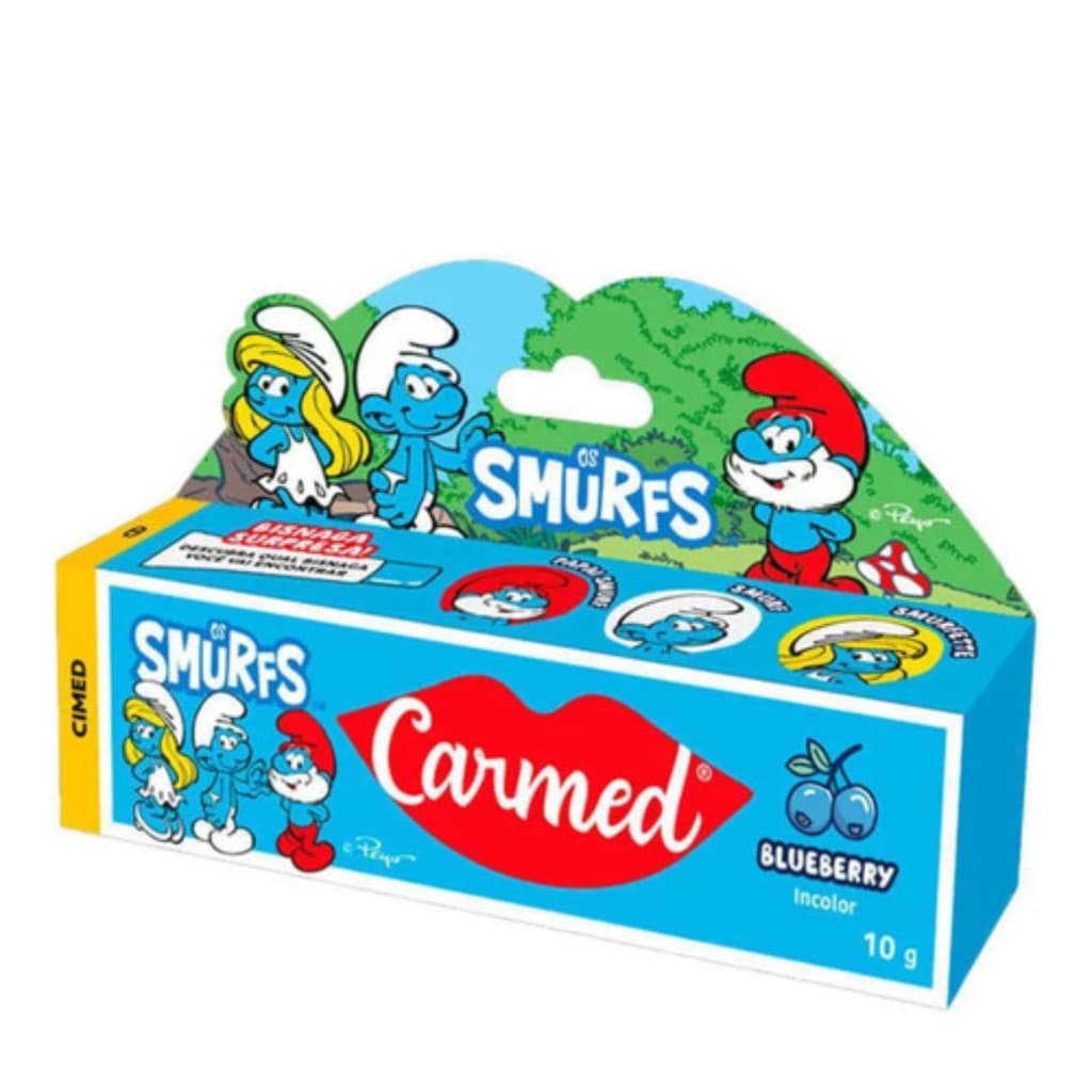 2 hidratantes labiais CARMED - Smurf bisnaga surpresa e Banana