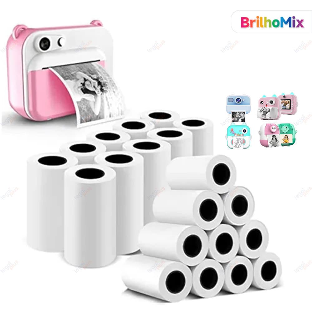 Kit 30 Bobinas Térmicas Brancas - Refil para Mini Impressora Portátil e Câmera Instantânea