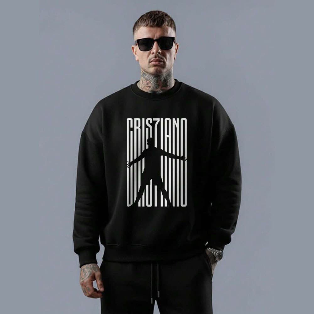 Blusa moletom gola careca em algodão arte Cristiano siuu Ronaldo cr7 arte futebol grid