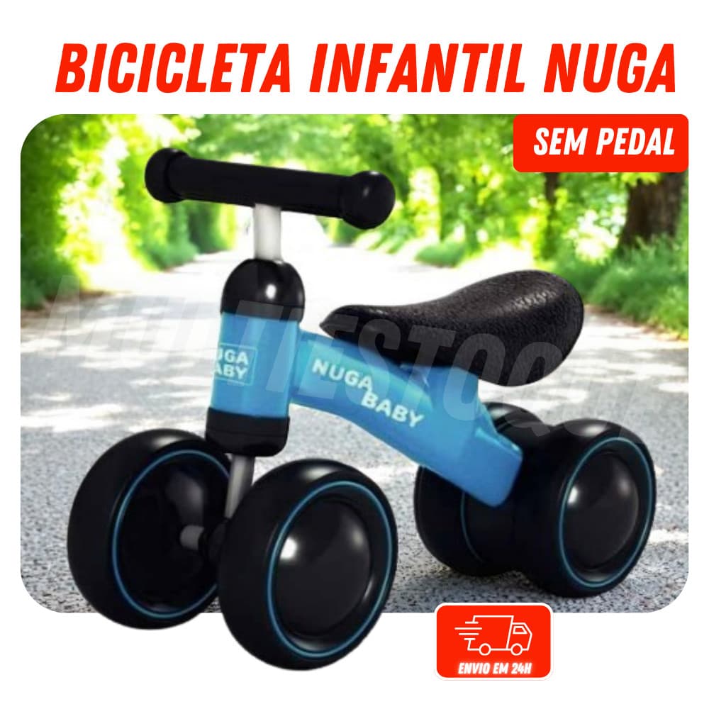 Bicicleta Infantil Bike Sem Pedal 4 Rodas - Azul