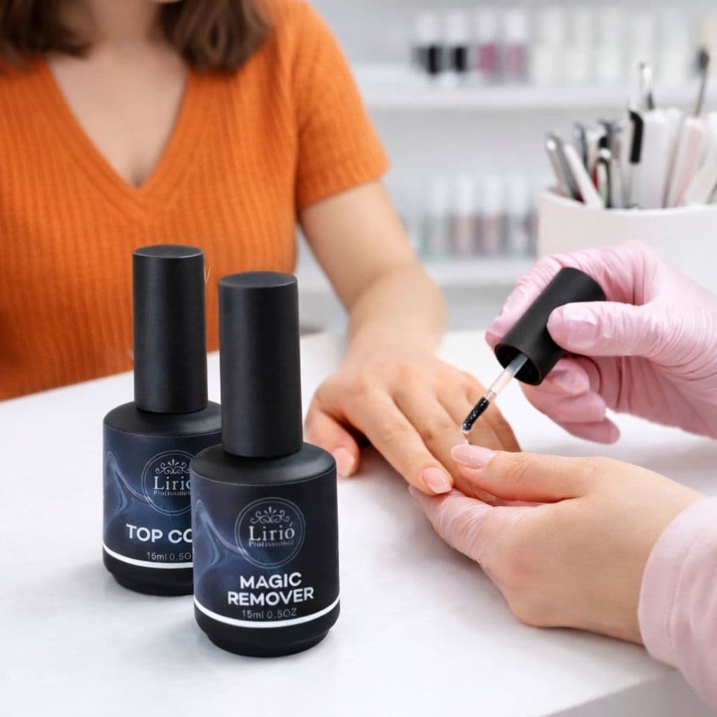 Kit Top Coat Selante Extra Brilho + Magic Remover Lirió 15ml