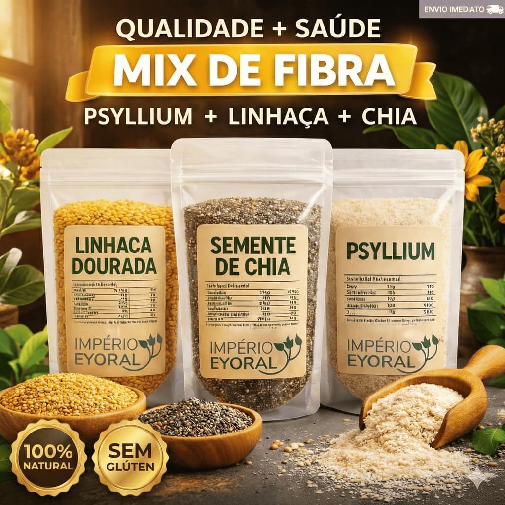 Mix melhores sementes - Chia, Linhaça Dourada e Psyllium 250g de cada