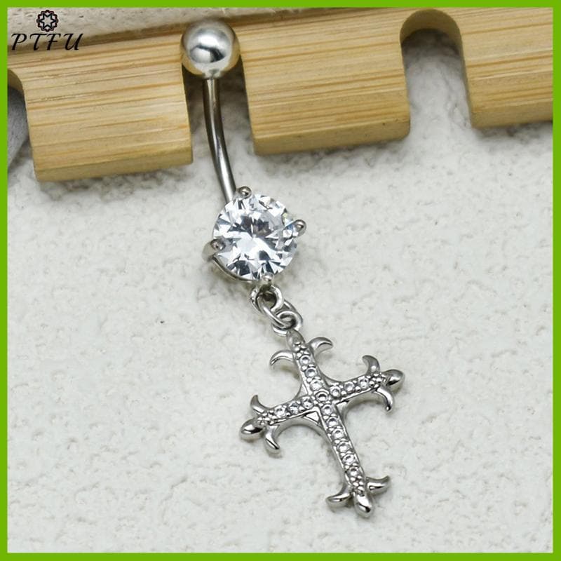 PTFU > Personalidade Cruz Pingentes Umbigo Anéis Para Mulheres Zircão Prego Corpo Piercings Jóias Novo