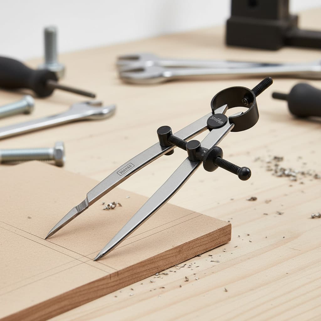 Compasso Mecânico Riscador Reto 200mm 8" Traçador Medição Precisa Metais Aço Starfer Profissional 📏