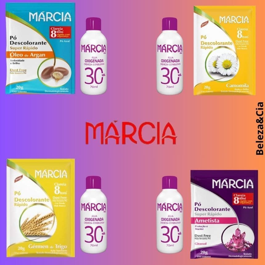 Kit Márcia Pó Descolorante 20g + Oxigenada 30 Volumes 70ml