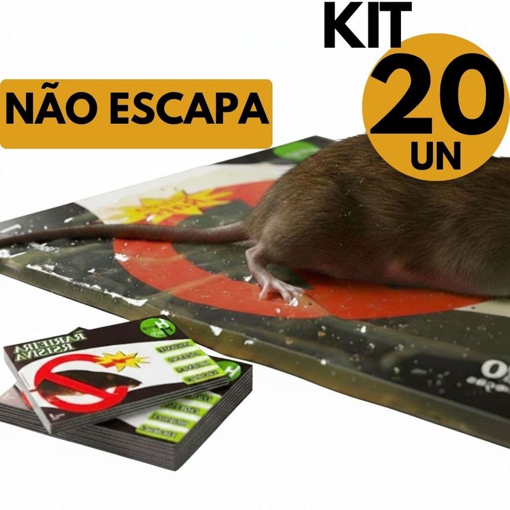 Kit 20 Un R@toeira Adesiva Profissional Não Escapa Para Eliminar R@tos Casa Comércio Bar Restaurante
