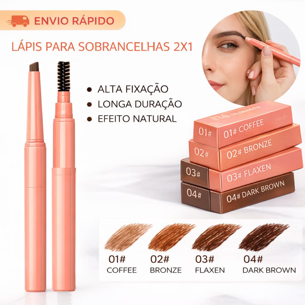 Caneta de sobrancelha  2em1 duo pontas efeito Microblading maquiagem à prova d'Água longa duração