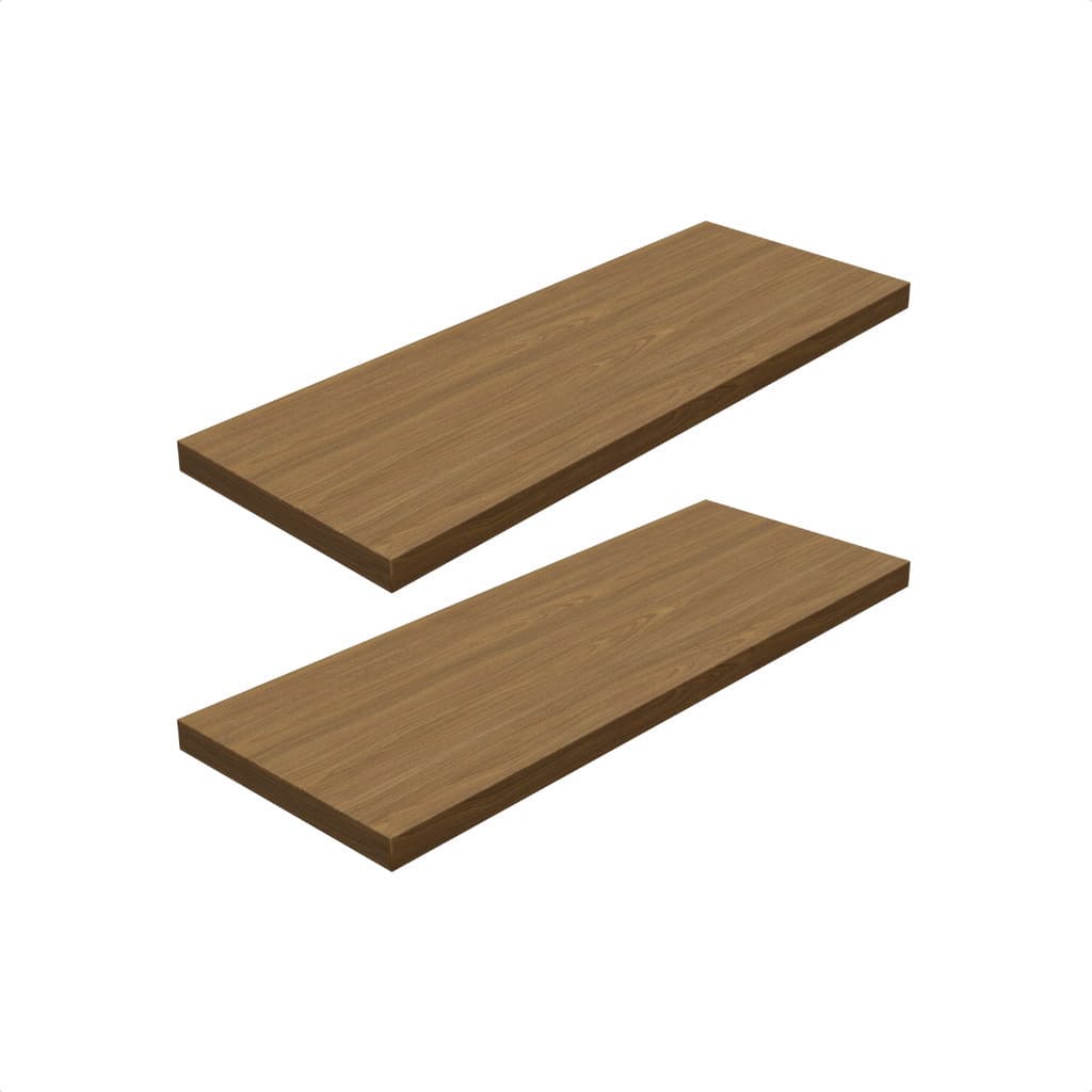 Kit 2 Prateleira Freijó 40X20 + Suporte Flutuante Mdf  Organizadora Decoração Cozinha Banheiro Sala