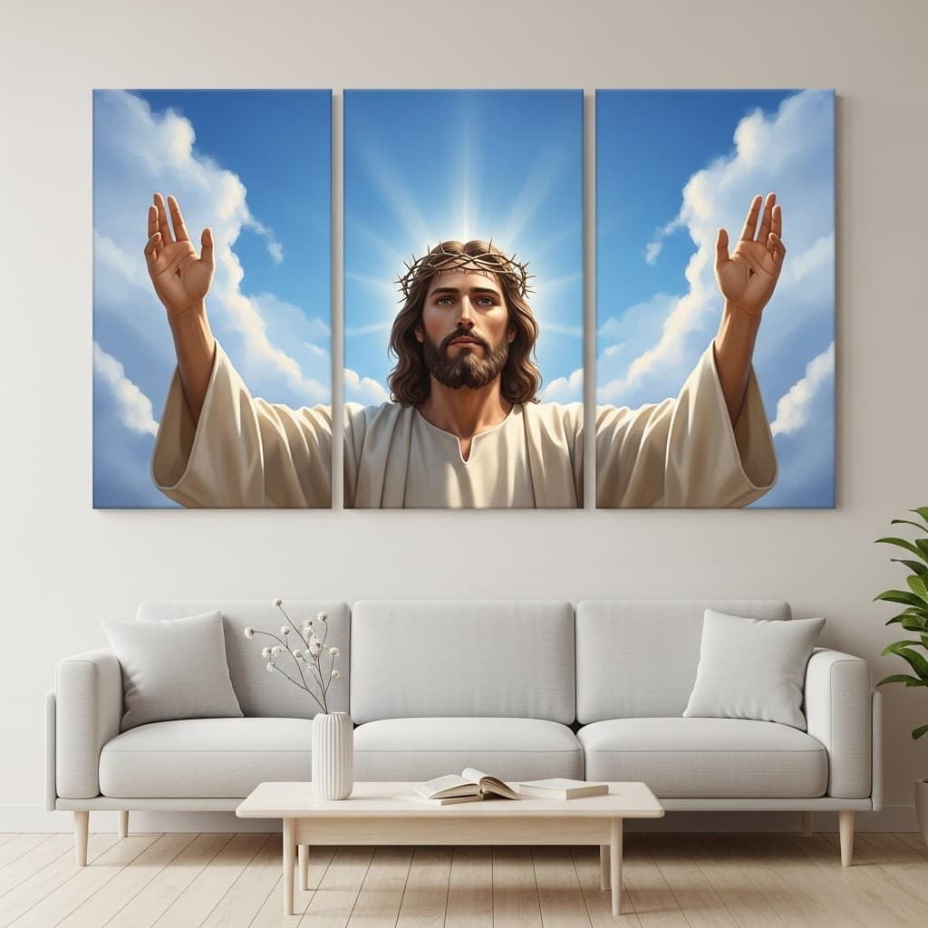 Quadro de Jesus com Céu Azul – Decoração Religiosa Moderna