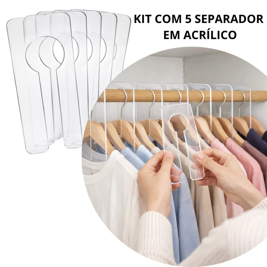 Separador De Cabides Organizador Divisor Em Acrílico para guarda roupa closet