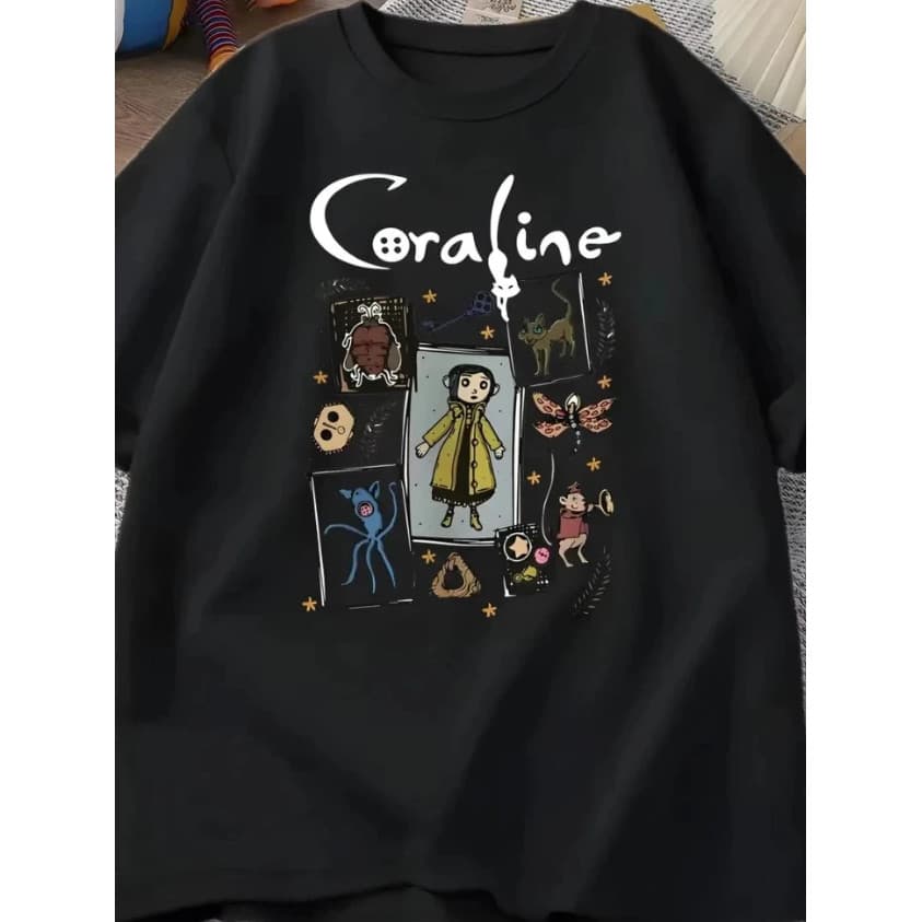 Camiseta feminina estampa "coraline" blusinha feminina estilosa t-shirt promoção blusinha
