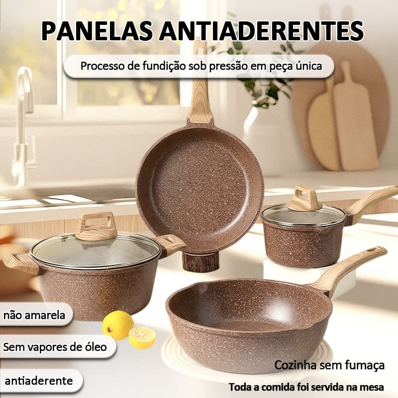 Conjunto de panela antiaderente de 4 peças essencial para cozinha três cores