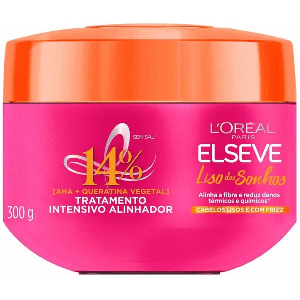 Elseve Liso Sonhos Creme Tratamento Intensivo 300g Alinhamento Capilar Frizz AHA Queratina Vegetal
