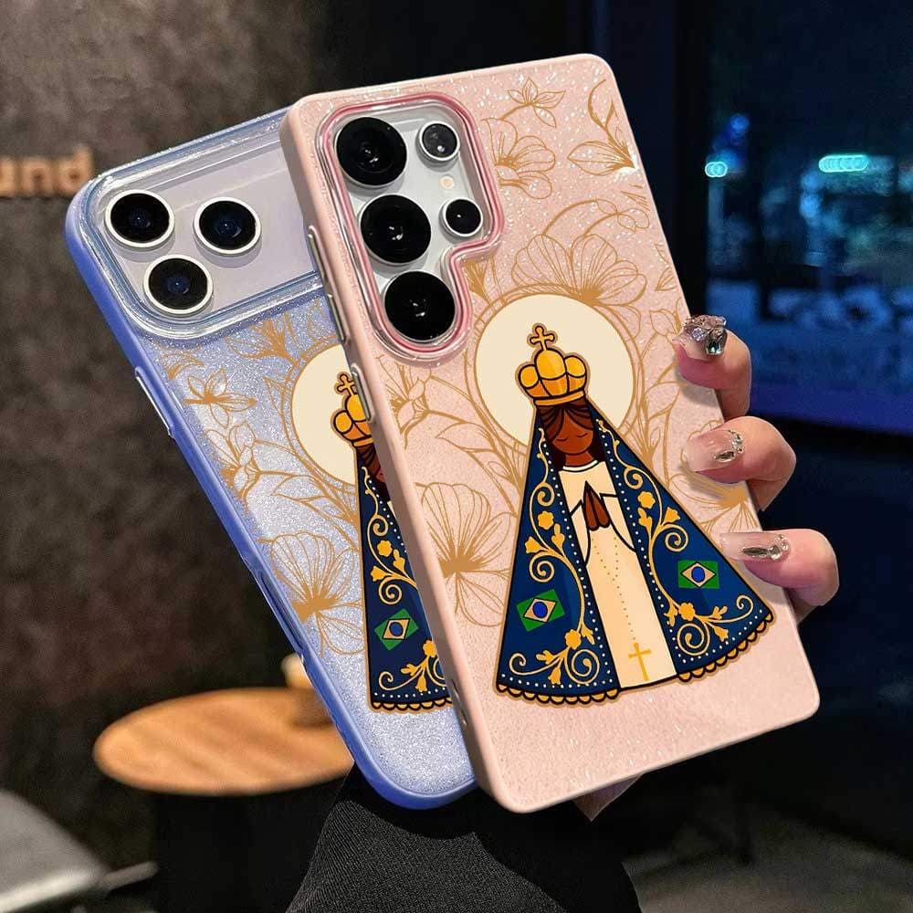 Caso Glitter Para Samsung A17 A07 A06 A15 A16 A14 A13 A12 A32 A56 A36 A55 A54 A23 S26 S25 Aparecida Luxo Capa Macia CHOU