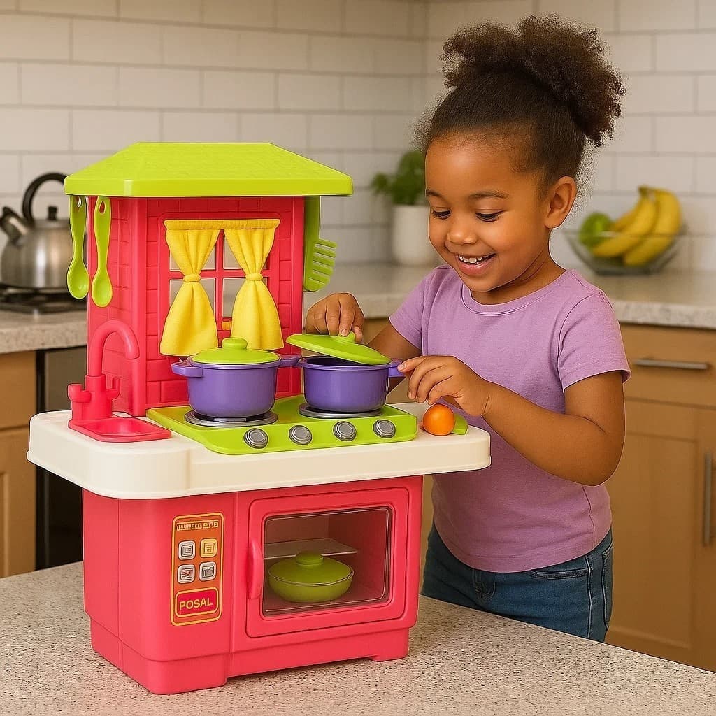 Kit Cozinha Infantil Forno Fogão Panelinhas com tampa Boneca Presente Crianças Meninas Acessórios