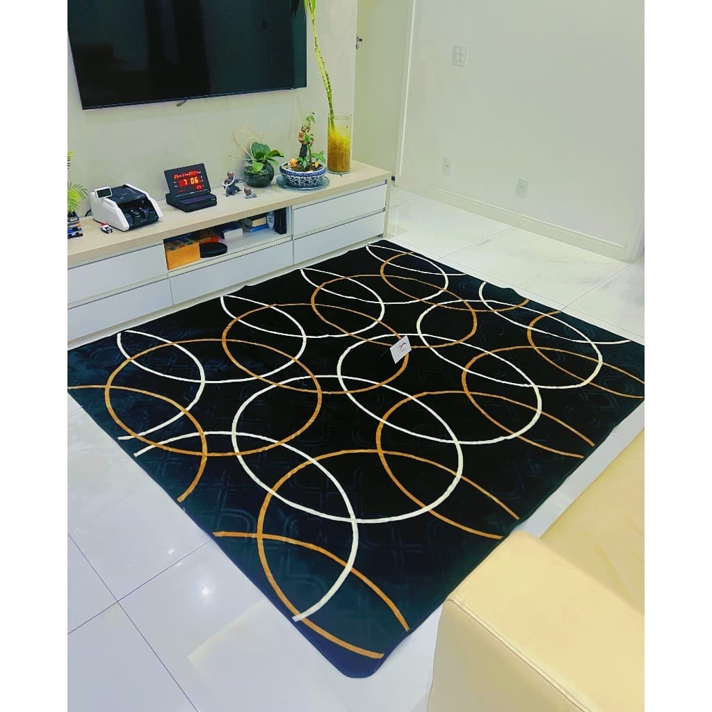Tapete Sala Grande Geometrico Varias Tamanhos E Cores Antiderrapanten, para quarto, sala, Fácil limpar