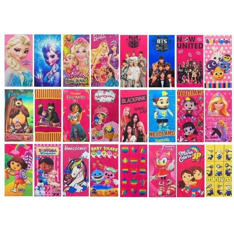 Toalha Infantil Pequena de Rosto Escolar Lancheira Estampadas Princesas Heróis e Personagens