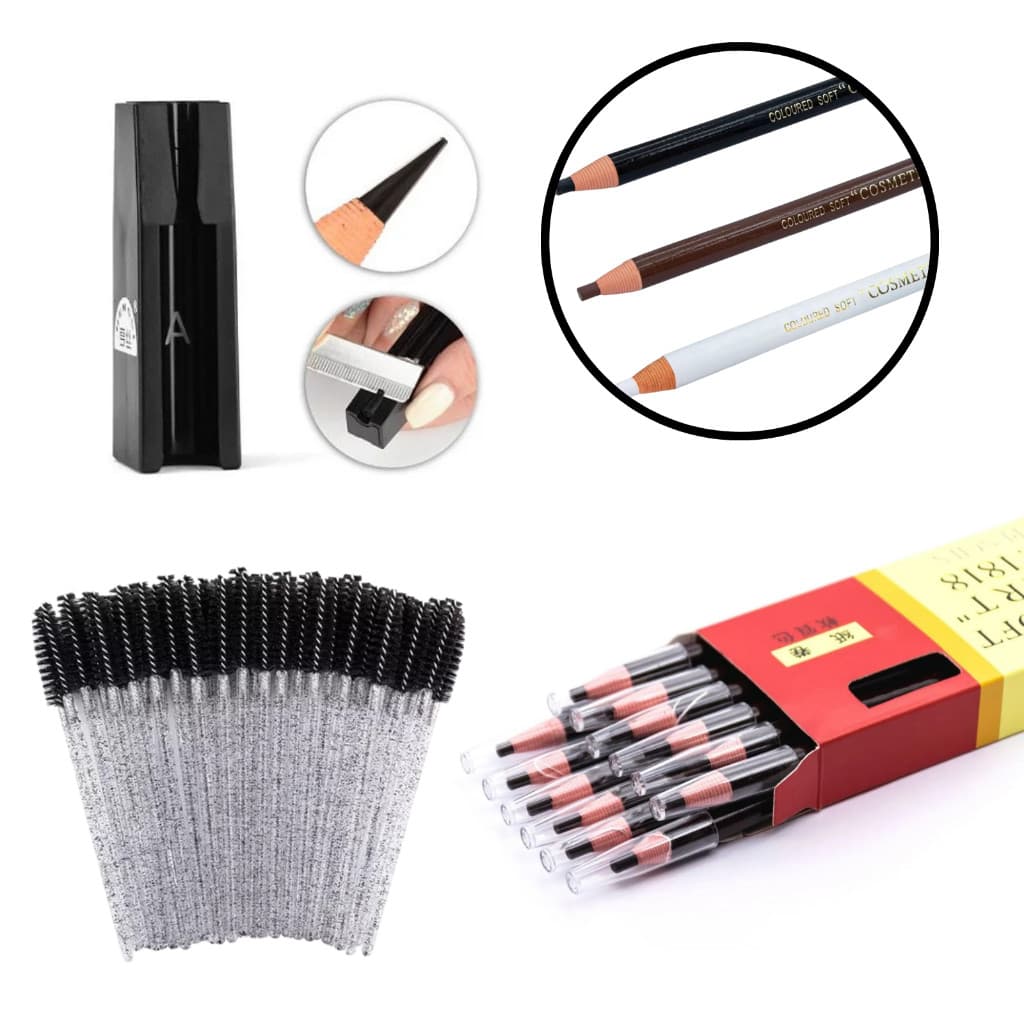 KIT 24 Lapis Dermatografico Sobrancelhas Coloured Soft 1818 Cosmetic Art + Apontador + Escovinha