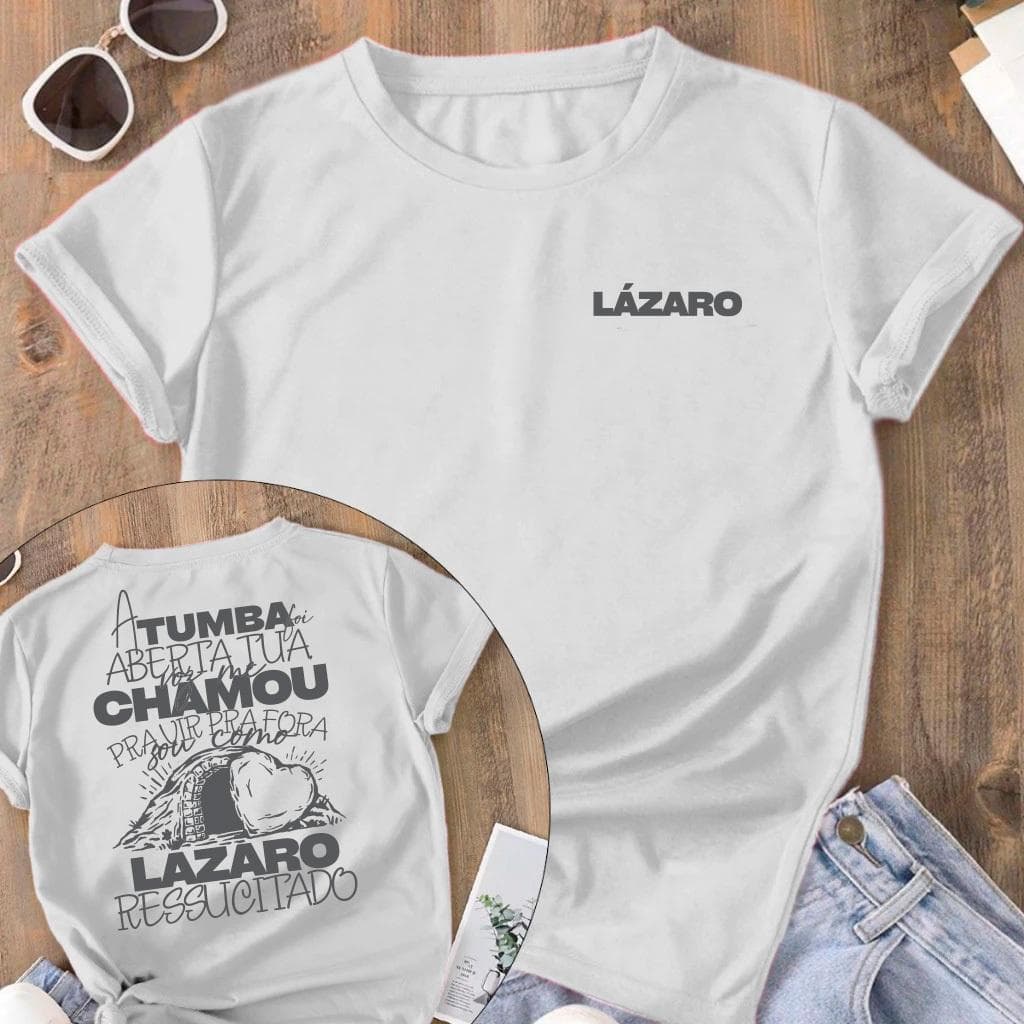 Camiseta Moda Feminina e MAsculina Unissex Religiosa Cristã Lázaro Santo 100%Algodão Premium Qualidade