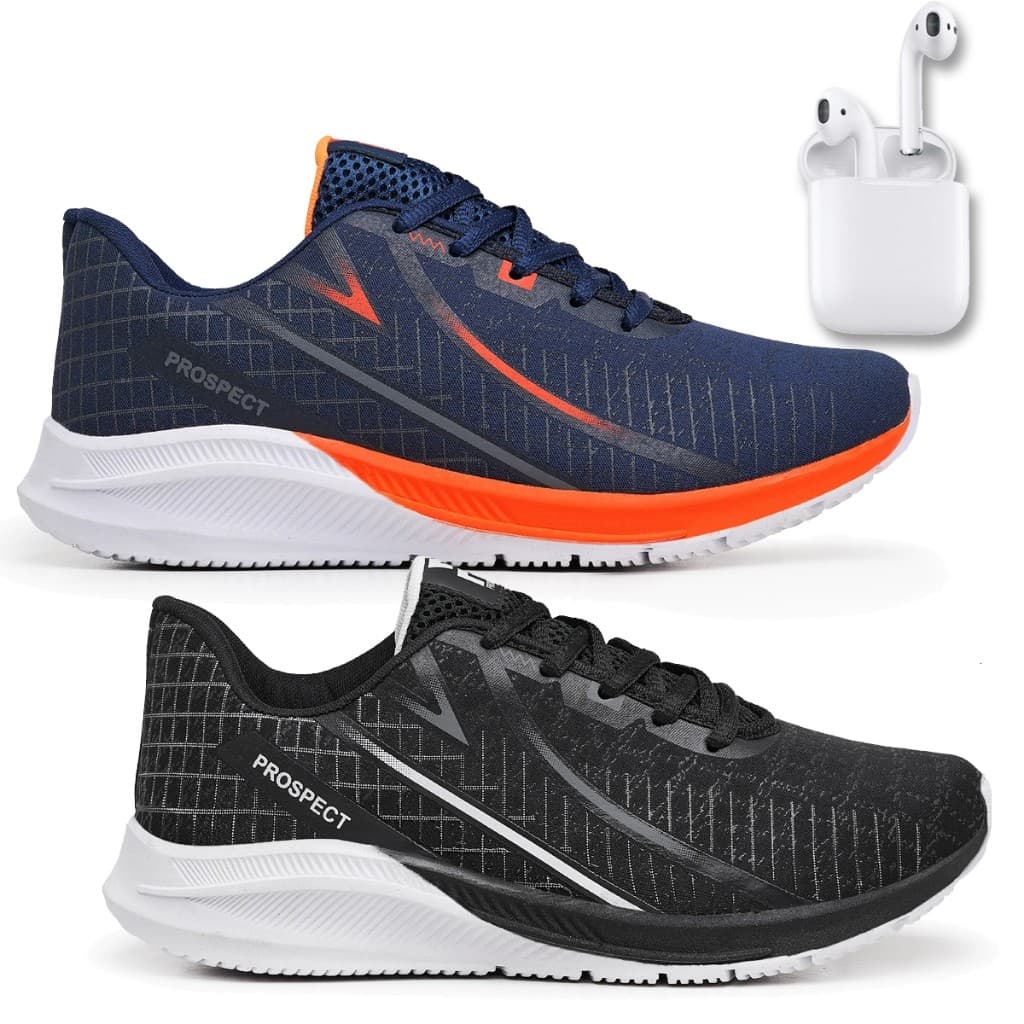 Kit 2 Tênis Masculino Prospect Spark Indicado Para Corrida Treino Leve Macio + Fone