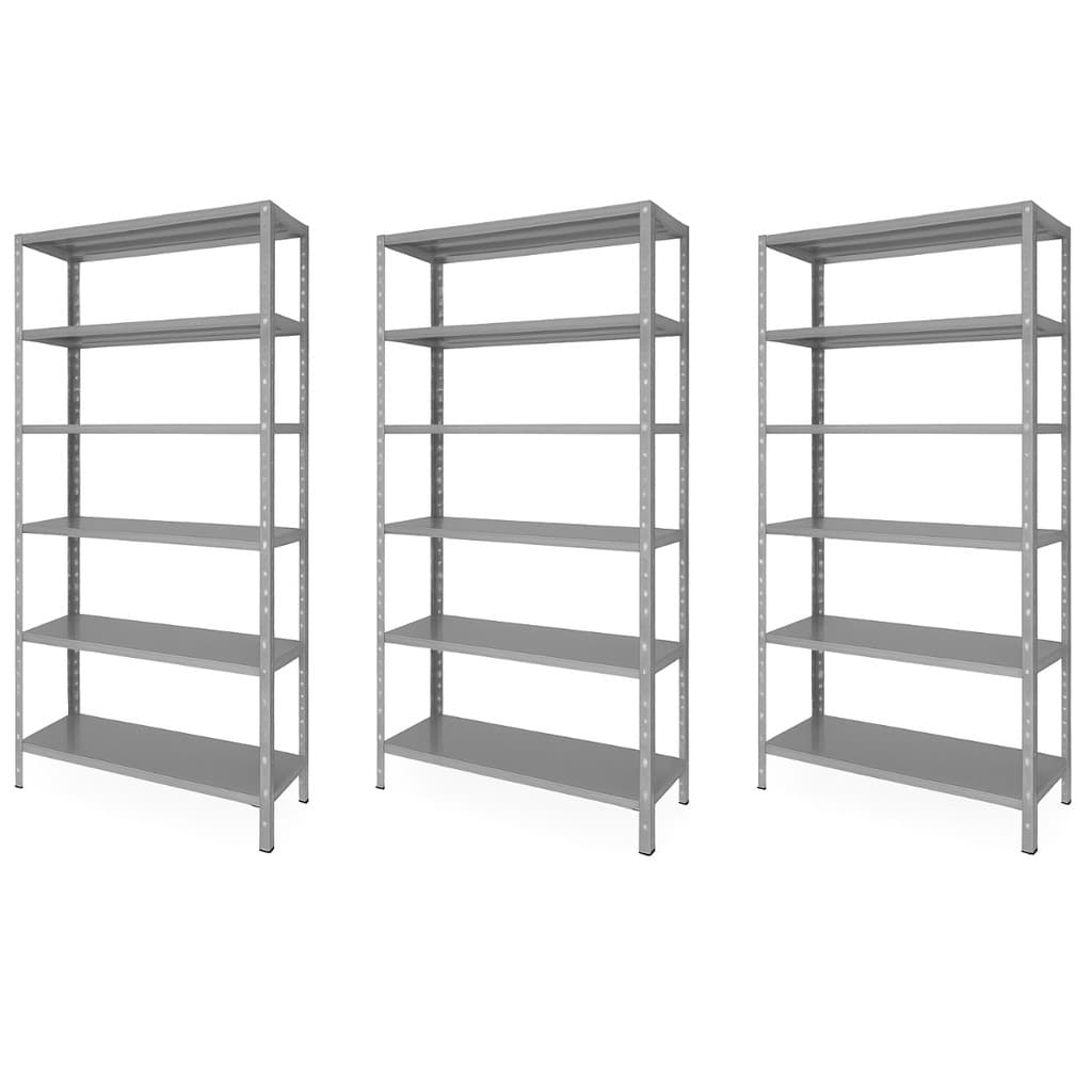 Conjunto 3 Prateleira Estante Armário Aço 6 Bandejas 60cm Cinza Romero