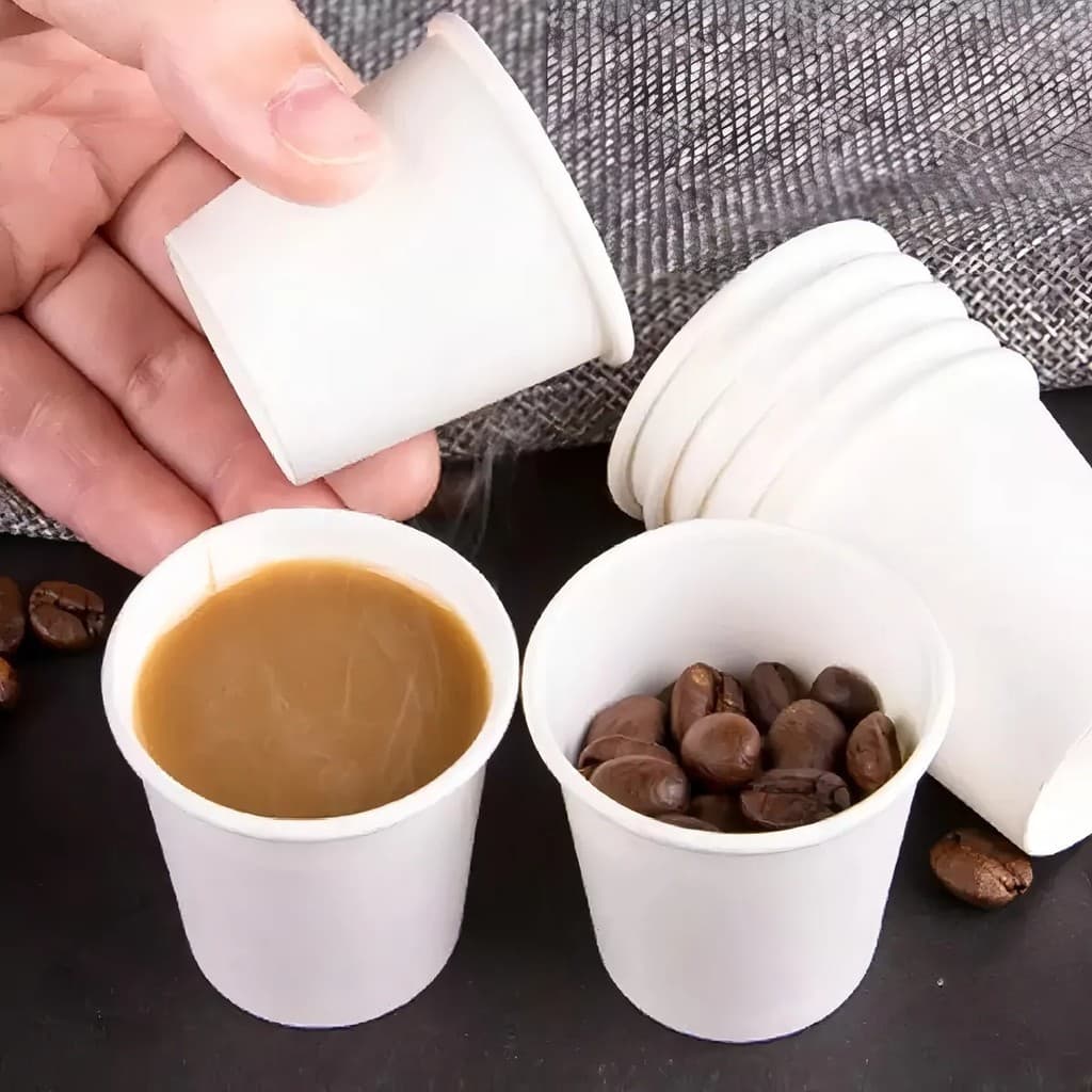 500 Un Copos de Papel Descartável 120 ml Branco Térmico para Café Chá Suco Bebidas Quentes e Geladas