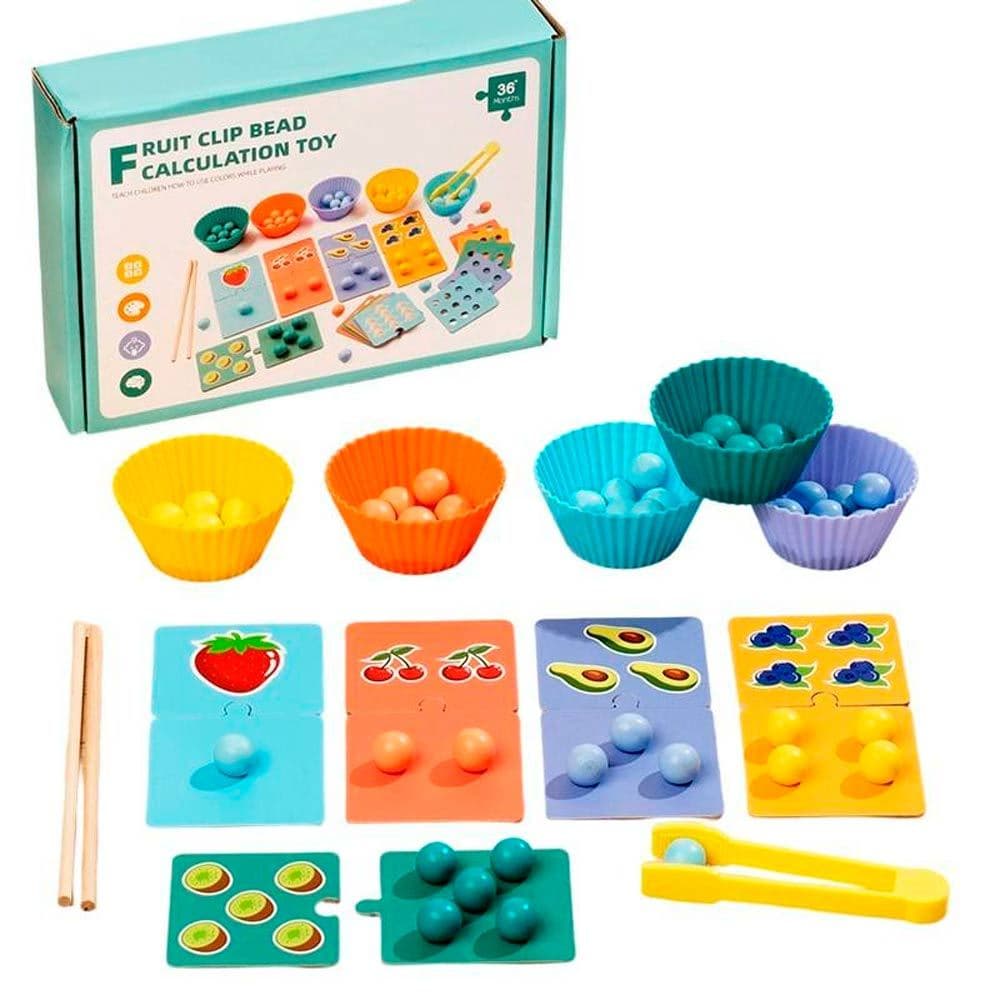 Brinquedo De Cálculo Com Contas E Prendedor De Frutas Domni