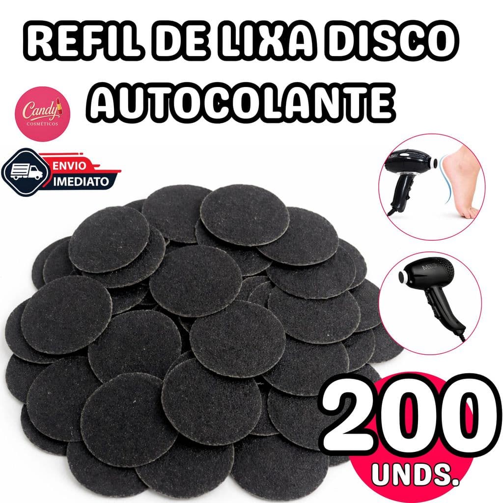 Kit 200 Refil De Lixa Disco Autocolante p/ Manicure e Pedicuro