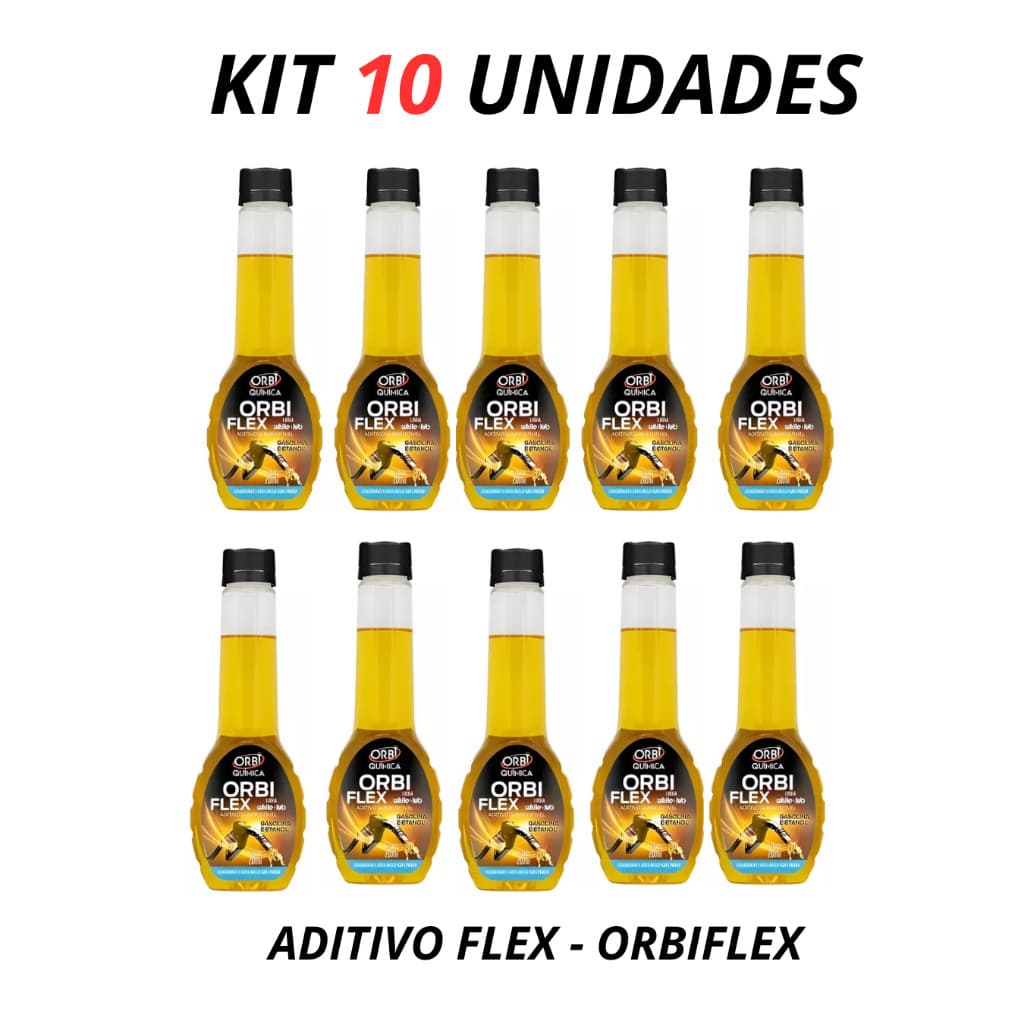 KIT 10 Aditivo Combustível Flex 200ml Limpa Bicos Injetores - ORBI-FLEX