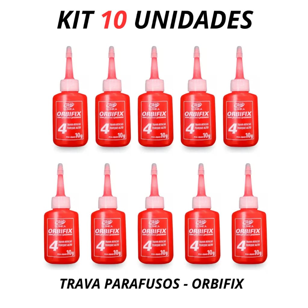 KIT 10 Orbifix4 Trava Prisioneiro e Parafusos Toque Alto 10g - Vermelho