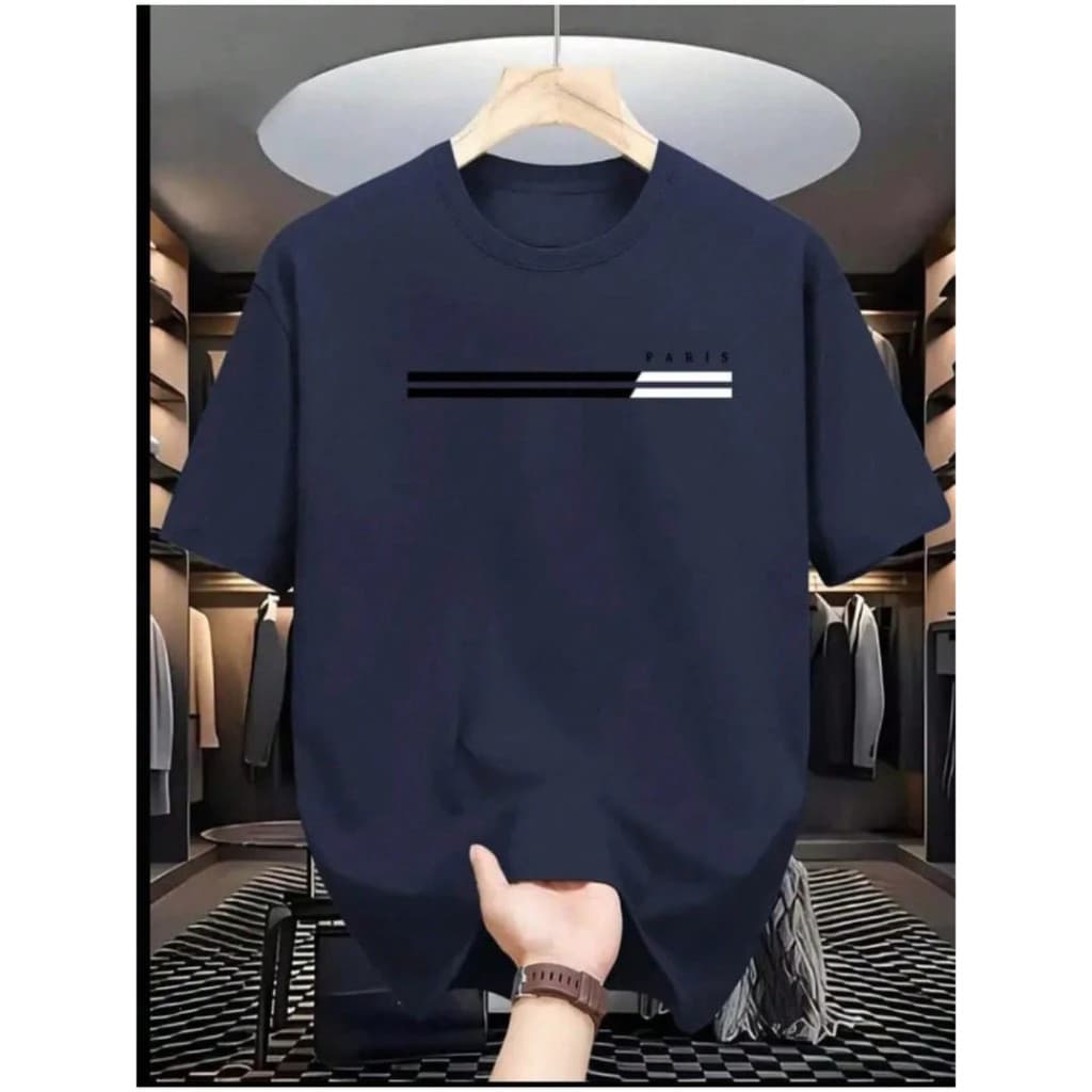 Camiseta Masculina Preta 100% Algodão Estampada Confortável Manga Curta Gola Redonda