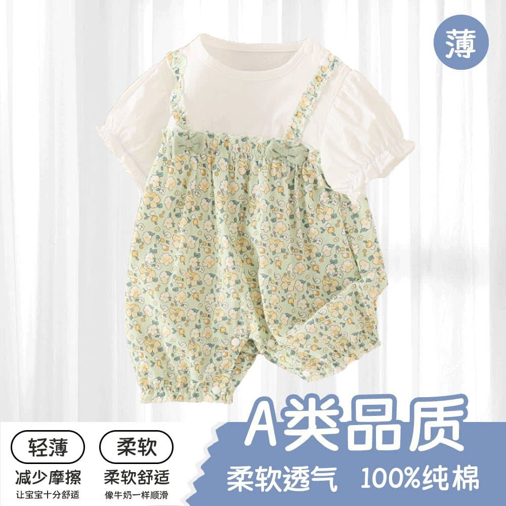 Bebê bebê verão macacão 2025 novo estilo roupas Super bonito bebê menina Floral bebê recém-nascido macacão estilo fino