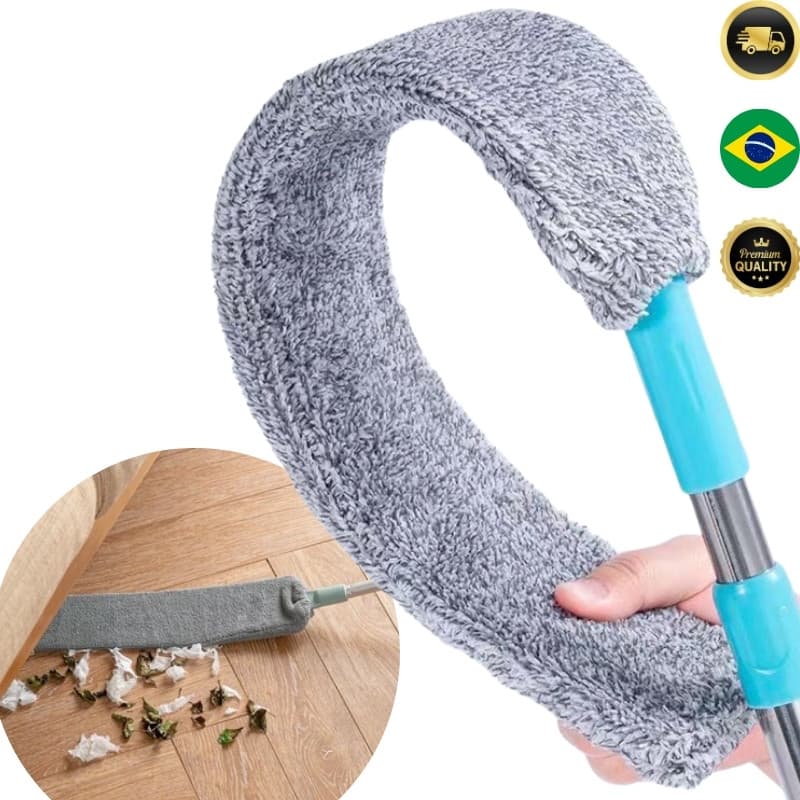 Espanador Eletrostático Flexível 1,30m Lavável Cabo Extensível Para Limpeza Embaixo da Cama e Sofá