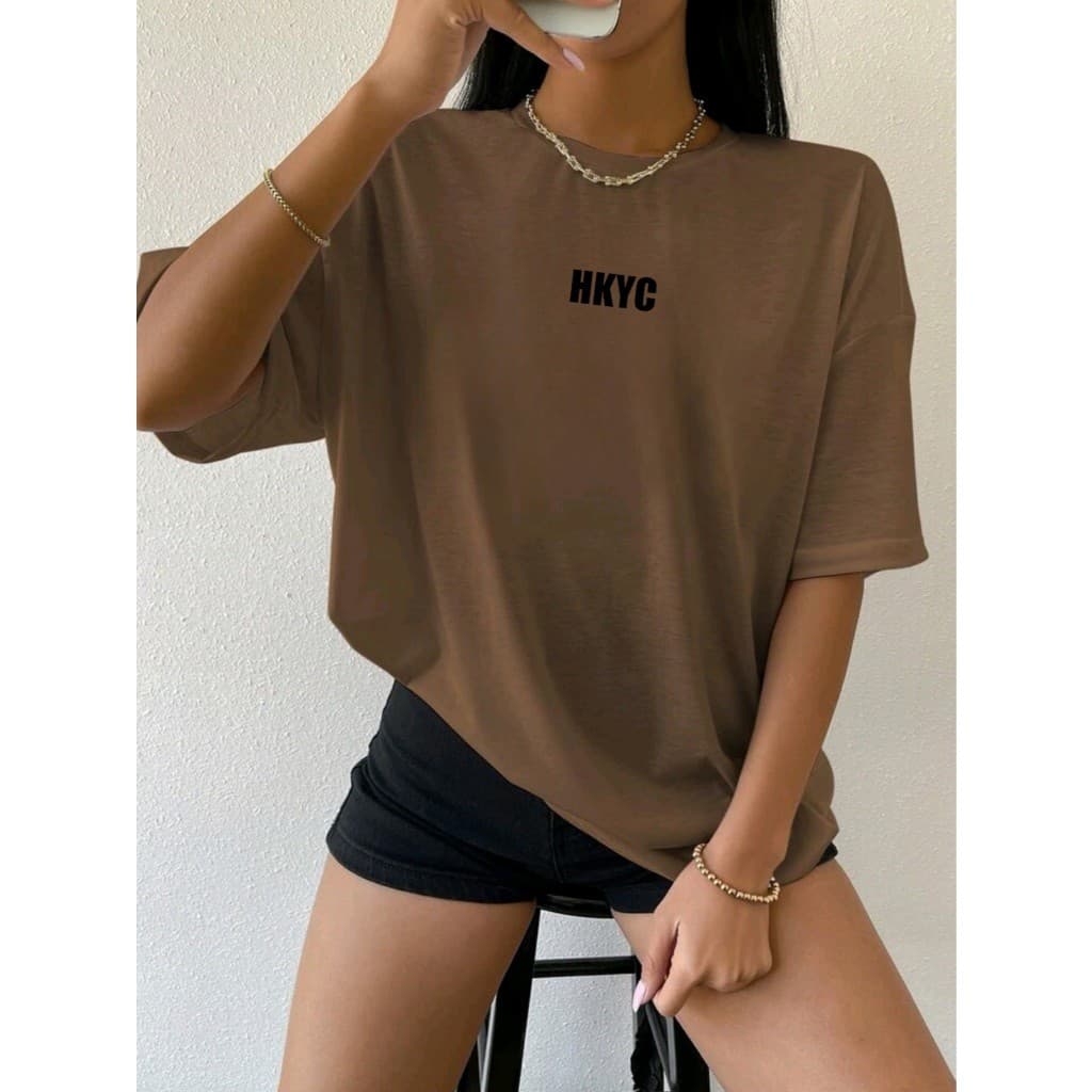 Camiseta Feminina Algodão Estilo Streetwear HKYC