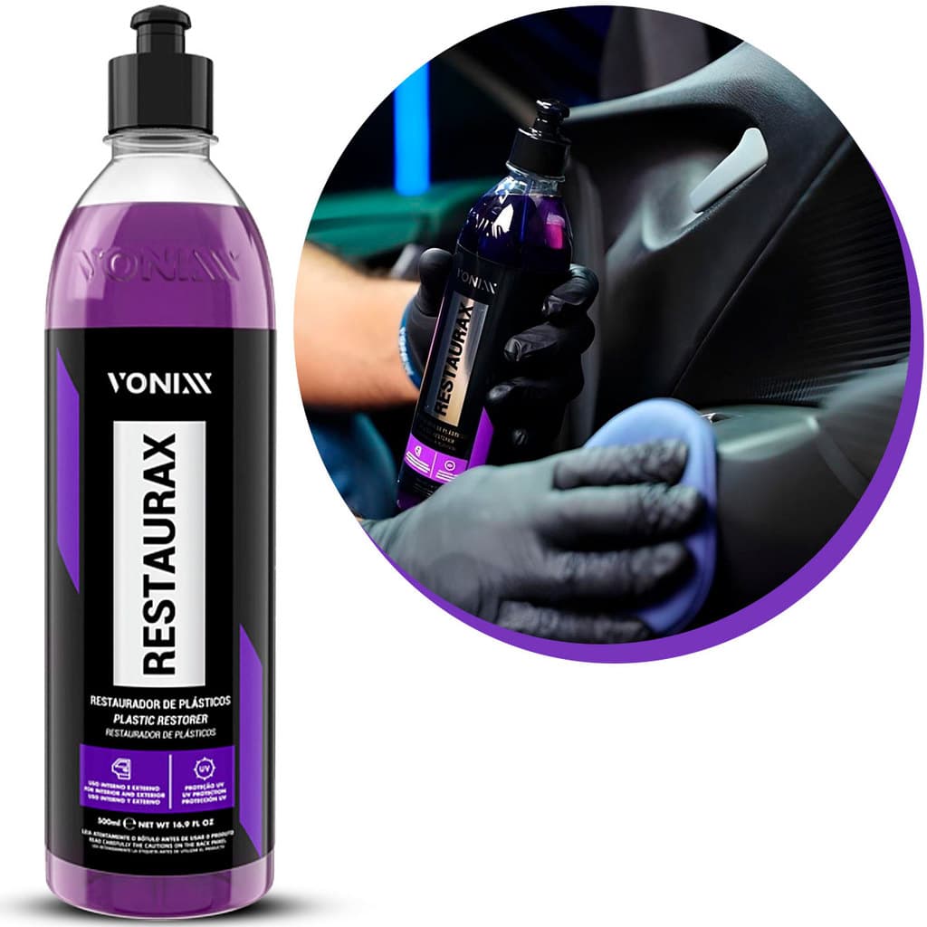 Restaurax Vonixx 500ml Restaurador Plásticos Automotivo Revitalizador Painel Capota Carro Moto